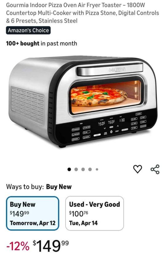 Gourmia All-in-One Pizza Oven Air Fryer & Toaster