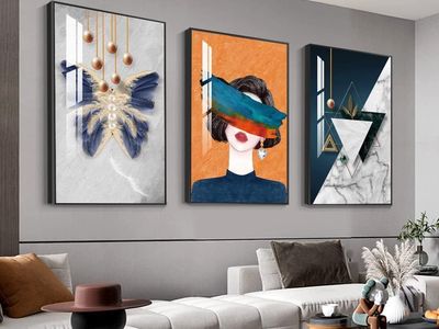 NEW 24x32 (3) Black Framed Abstract Wall Decor for Home Minimalist Artwork Painting