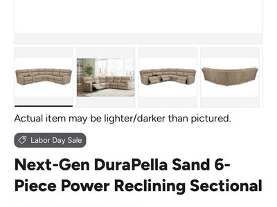 Ashley Next-Gen DuraPella Sand 6-Piece Power Reclining Sectional