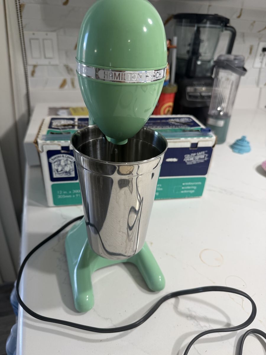 Vintage Hamilton Beach Milkshake Maker - Green Retro Mixer with Stainless Steel Cup