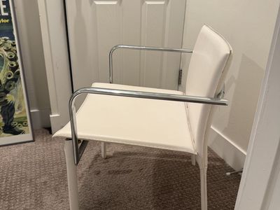 Modern Chrome and White Leather Chair from Los Angeles (CB2 West Elm style)