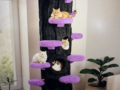 Brand new Spacious Multi-Level Cat Tree Tower with Scratching Posts & Cat Condo - 89.7" Tall Black & Purple
