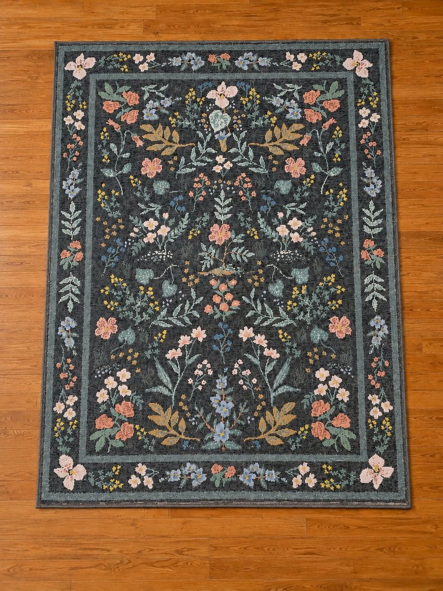 Nuloom Contemporary Floral Dark Grey Area Rug 5'x7' (Exact Size: 5'3" x 7'4") - Good Condition