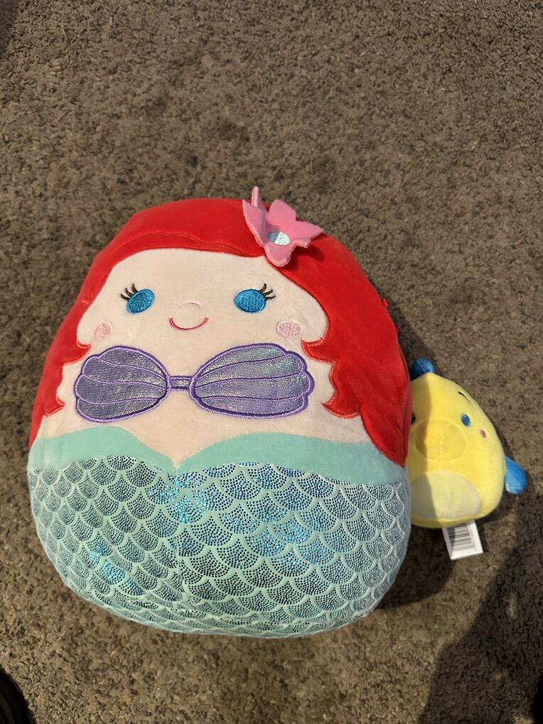 LITTLE MERMAID ARIEL FLOUNDER SQUISHMALLOWS SET