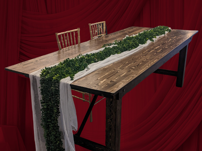 8 ft Natural wood tables for wedding or special event
