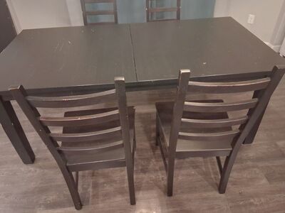 black, wooden kitchen table set