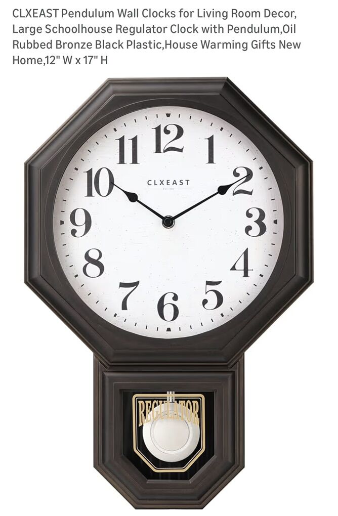 New Pendulum Wall Clock 12 X17 Oil Rubbed Bronze