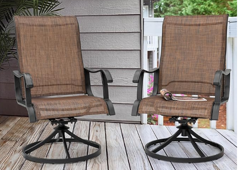 NUU GARDEN Patio Swivel Chair Set of 2, Outdoor Swivel Rocker Dining Chairs