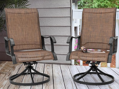 NUU GARDEN Patio Swivel Chair Set of 2, Outdoor Swivel Rocker Dining Chairs