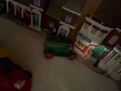 Complete miniature village set – bakery, town hall, fire dept, general store + figures