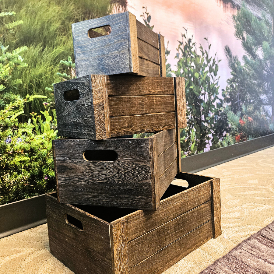Decorative Wooden Stylish Storage Crates - Set of 4