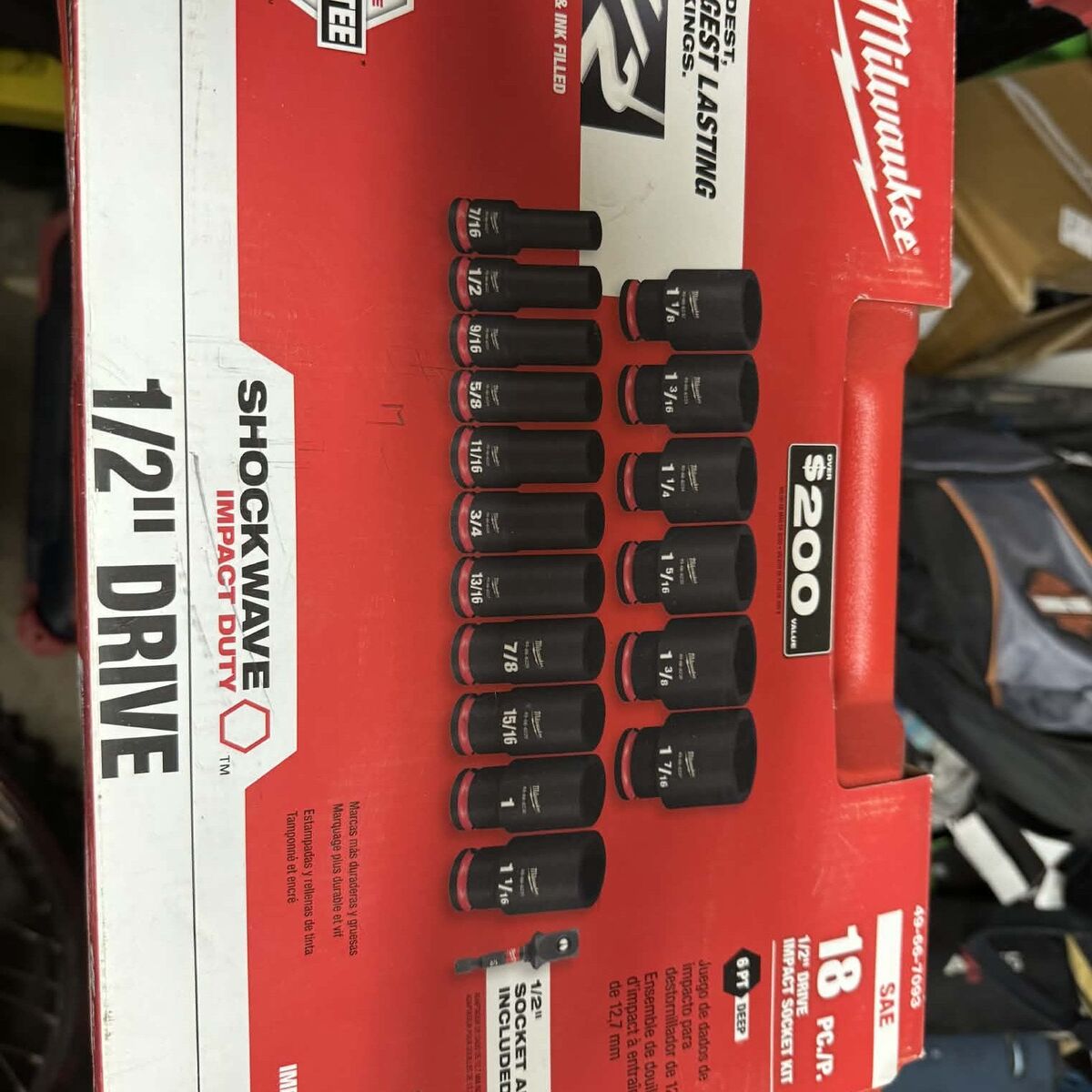 Milwaulkee 1/2" Impact Socket Set Shockwave 18pc