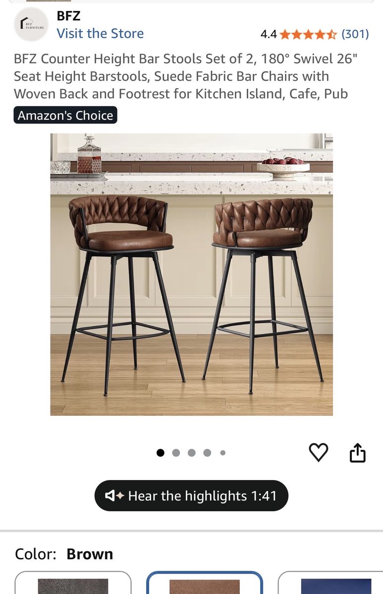 NEW Amazon Bar Stools Set (2)