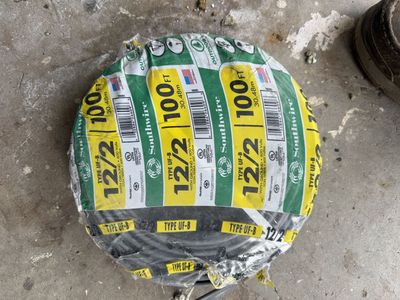 2 - Southwire 12/2 UF B Wire with Ground, 100 ft, Gray Solid Copper Direct Burial Cable for Outdoor & Underground Use, 600V