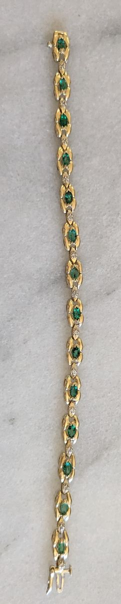 14K Emerald and Diamond Tennis Bracelet