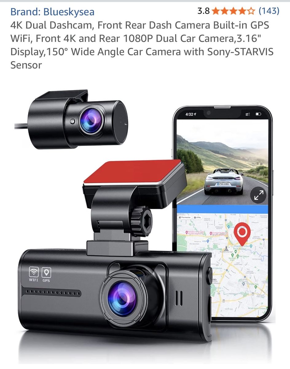 Blueskysea 4K Front & Rear dashcam