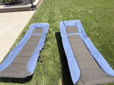 Set of 2 Timber Ridge Folding Camping Cots - Blue and Gray