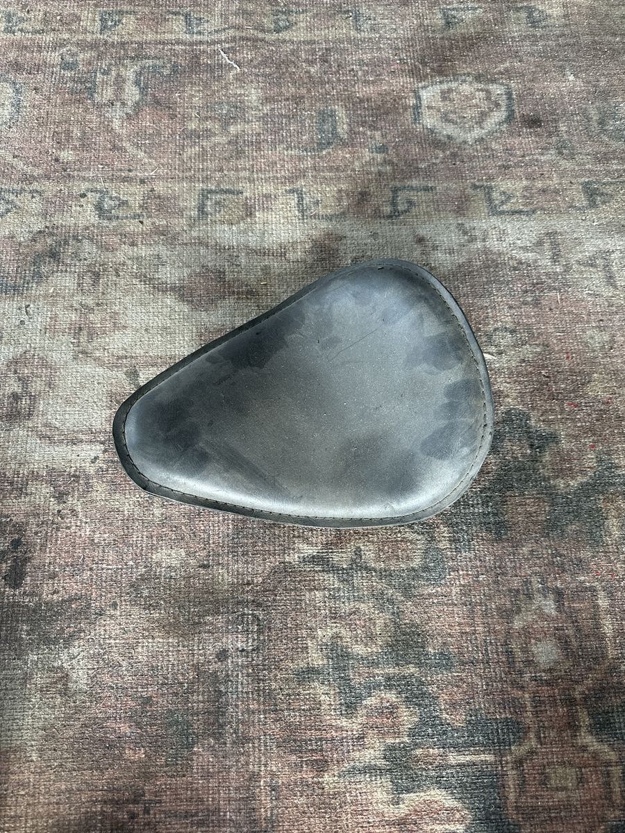 Motorcycle Black Leather Solo Seat - Universal Fit Bobber Chopper Harley Custom