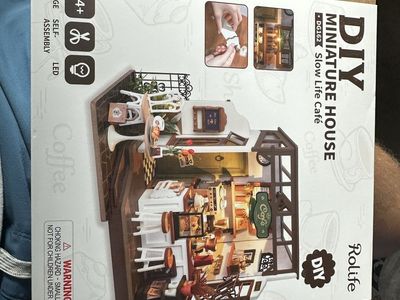 Rolife DIY Miniature House Kit - DGL62 Slow Life Café Dollhouse with LED Lights, 14+