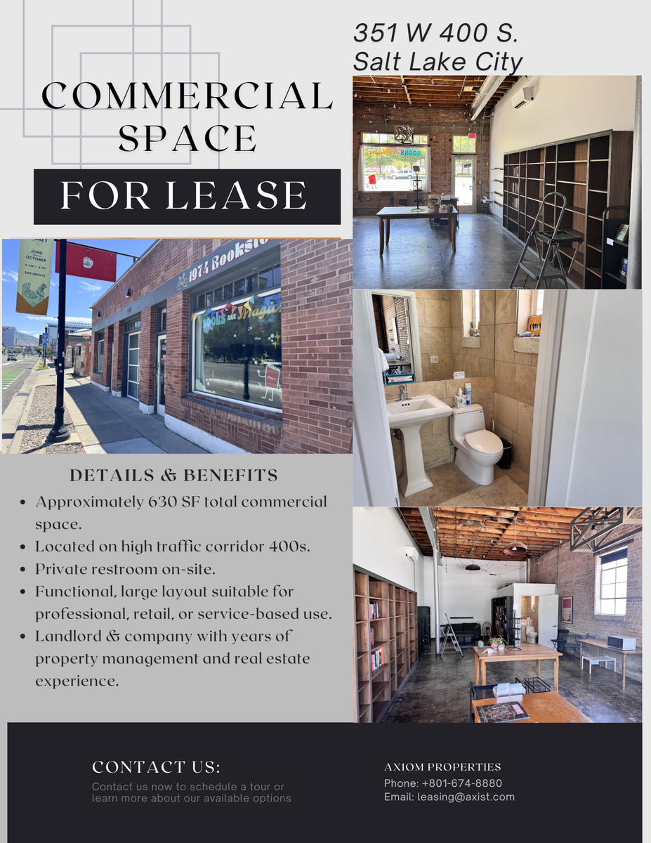 Commercial Space FOR LEASE - 351 W. 400 S.