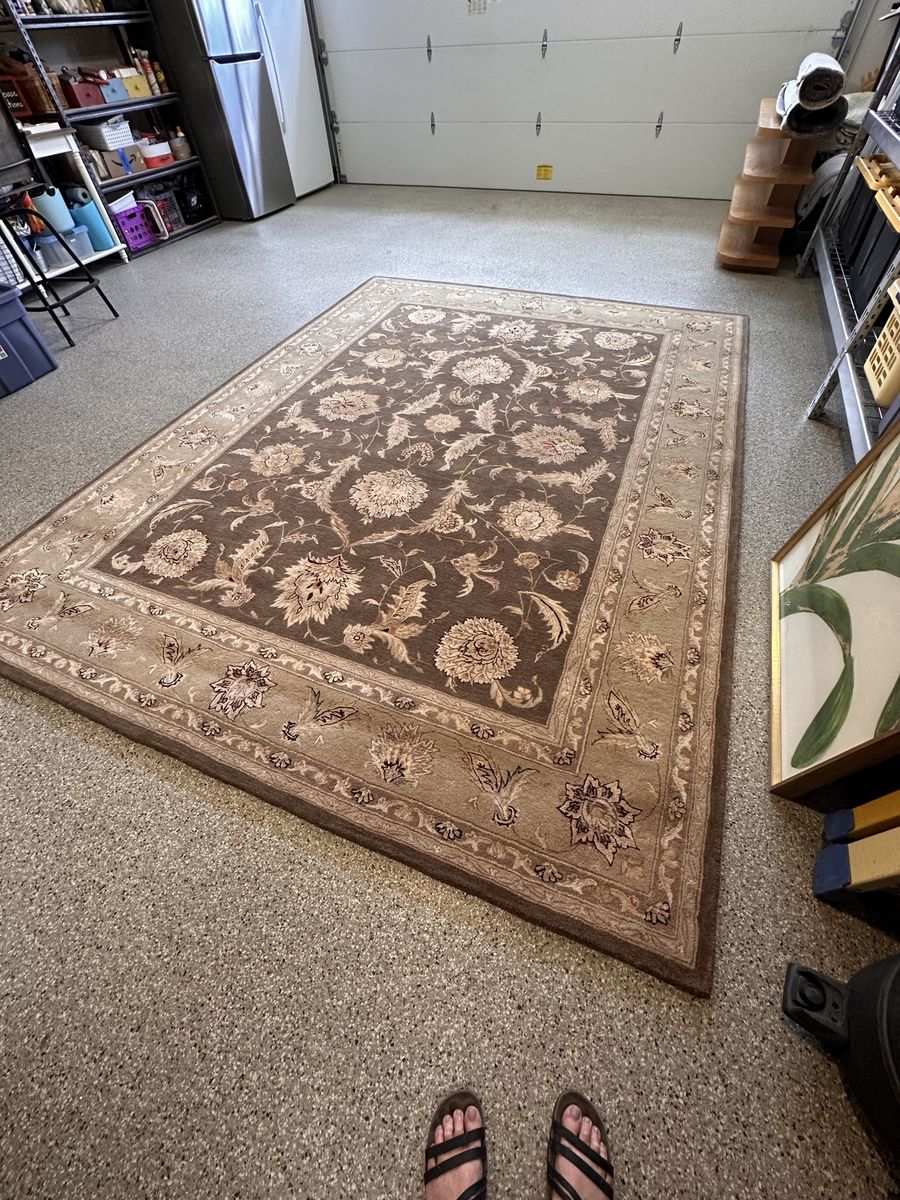 Wools of New Zealand Natural Quality Area Rug - Brown/Beige Floral, Large