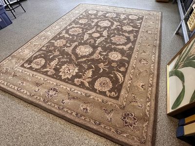 Wools of New Zealand Natural Quality Area Rug - Brown/Beige Floral, Large