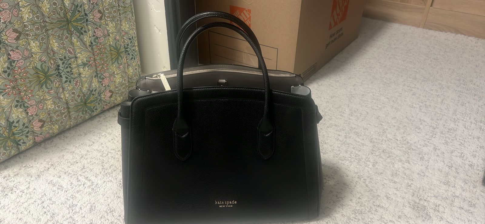Kate Spade New York Black Pebbled Leather Satchel Handbag Top Handle