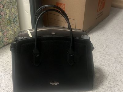 Kate Spade New York Black Pebbled Leather Satchel Handbag Top Handle