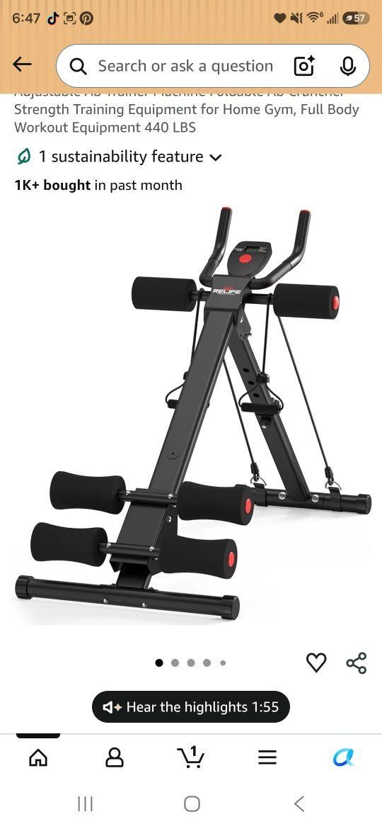 RELIFE AV01 Abdominal Trainer Core Workout Machine Home Gym Strength Training Equipment 440 LBS