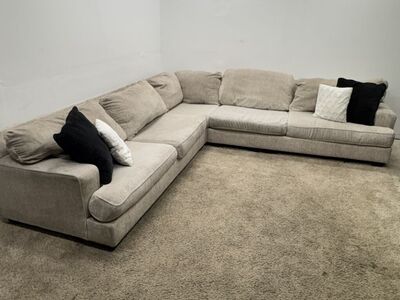 Large Light Beige Fabric Sectional