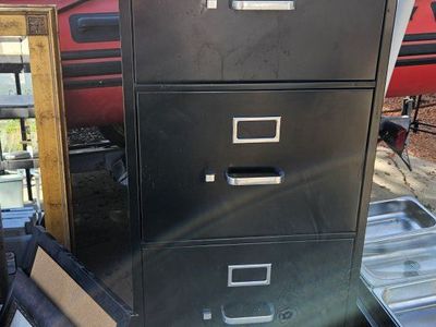 4-Drawer Vertical Filing Cabinet - Black Metal Office Storage, Used but no scratches or dings...very heavy duty
