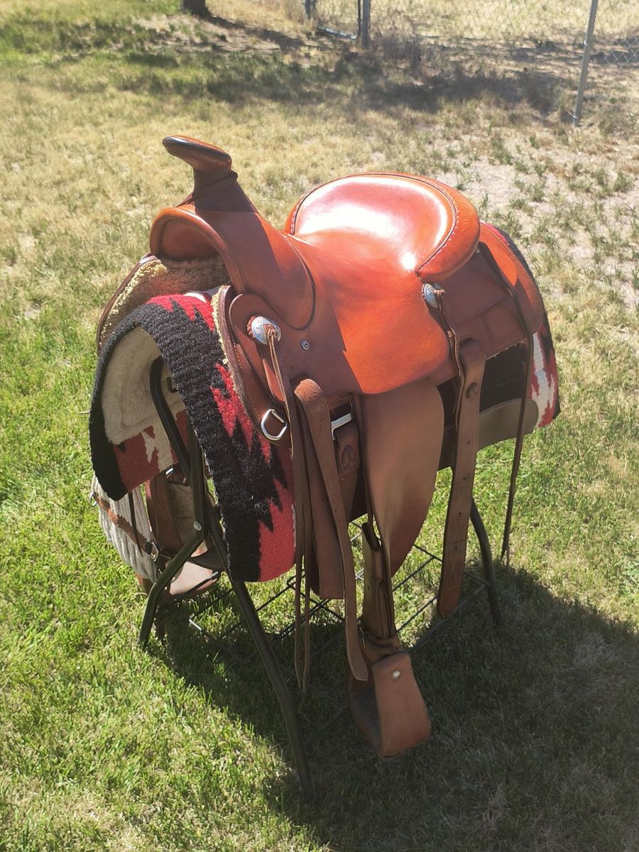 Tough Utahn Saddlery Saddle – Bull Hide Tree – Built to Last (16”)