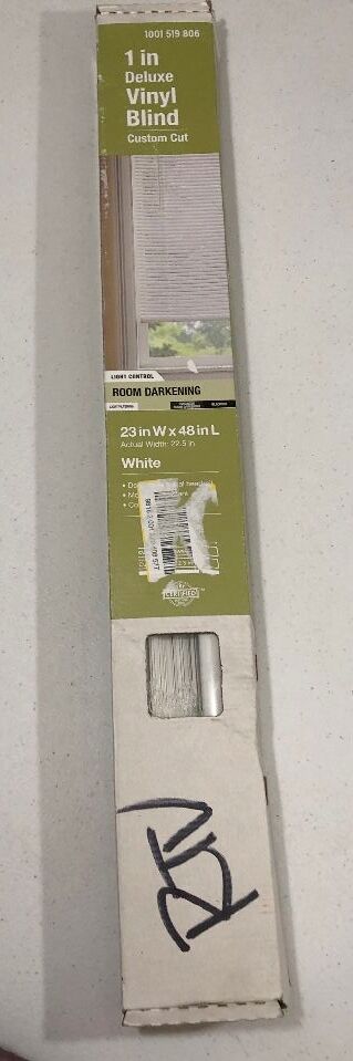 White Cordless Room Darkening Vinyl Mini Blinds with 1 in. Slats-23 in. W x 48 in. L