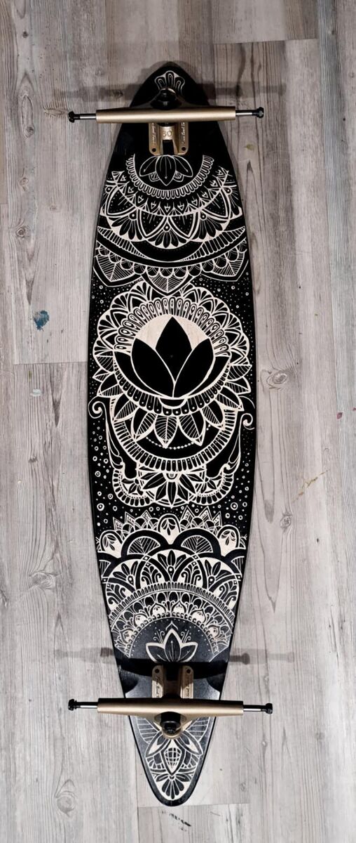 Hand Engraved Pintail Longboard Deck