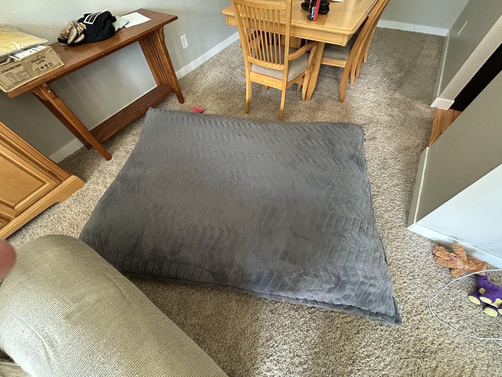 Large Gray Chevron Plush Bean Bag Chair