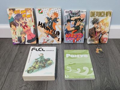 Assorted Manga Lot - Naruto, One Punch Man, Haikyuu, FLCL, Ponyo, Kiss Him Not Me