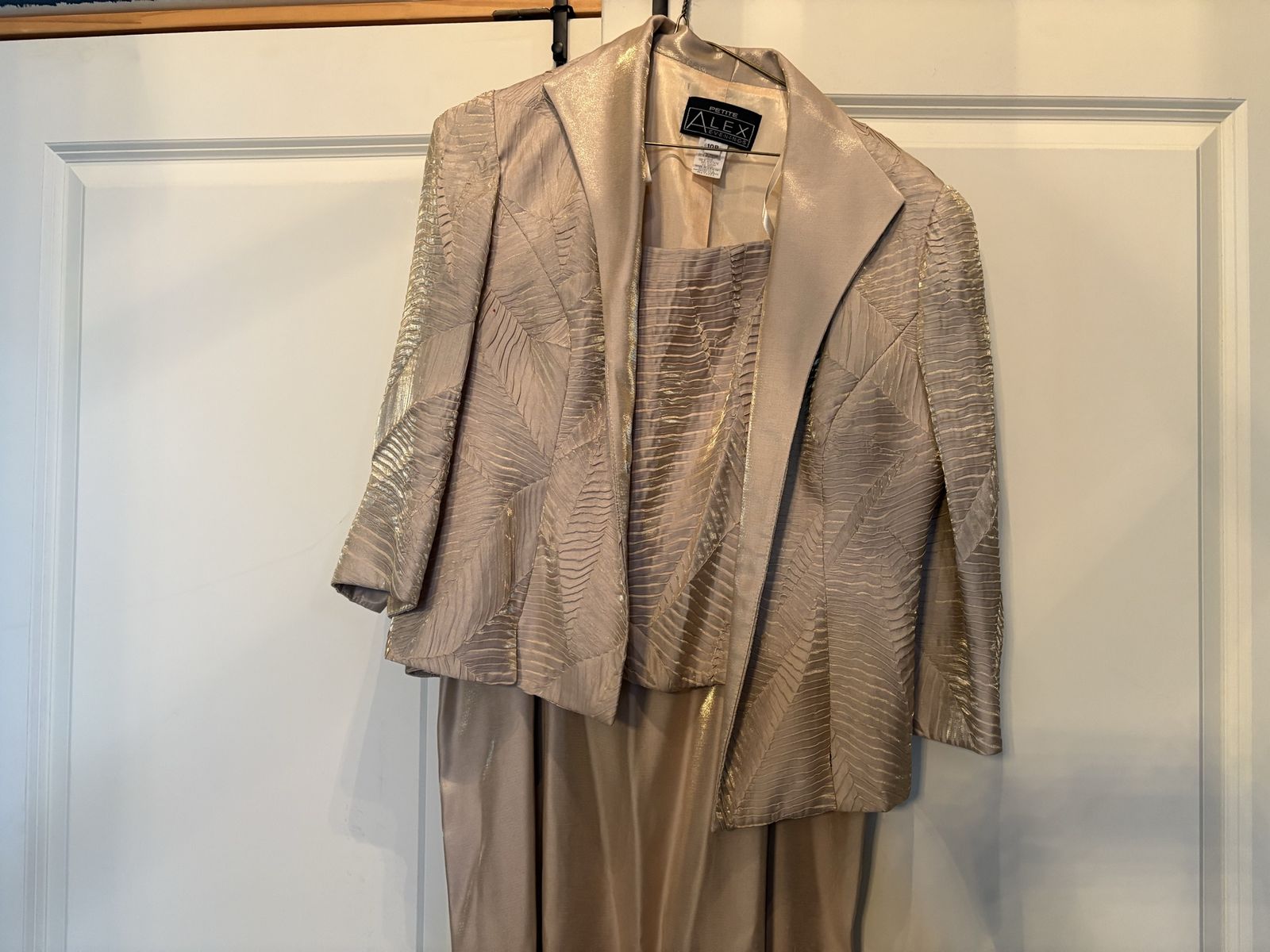 Alex Evenings Long Gold Dress w/ Jacket Sz 10P