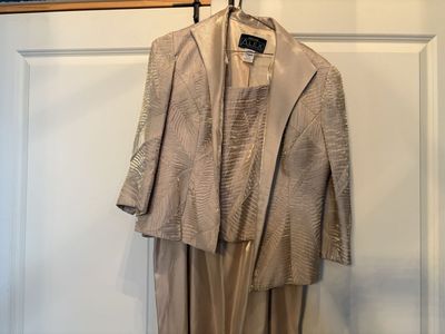 Alex Evenings Long Gold Dress w/ Jacket Sz 10P