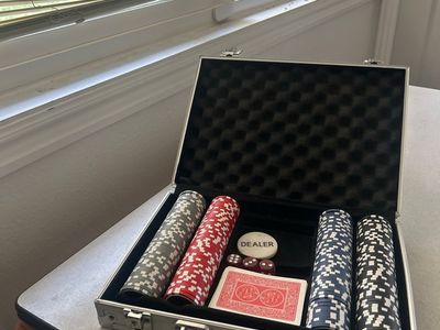 Poker Chip Set in Aluminum Carrying Case with Cards, Dice, and Dealer Button