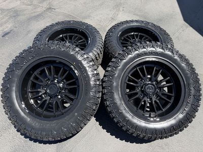 New 35x12.50r20 Patriot RT Black Fuel Clash 8x6.5 Dodge Ram Cummins 2500 3500 Chevy Silverado Duramax GMC 8 lug wheels tires
