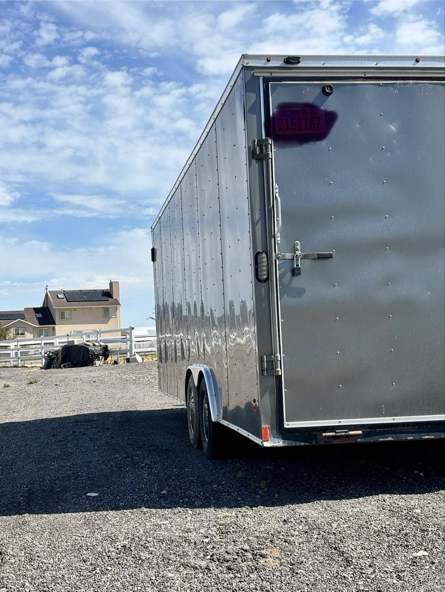 Enclosed Cargo Trailer - Gray, Dual Axle
