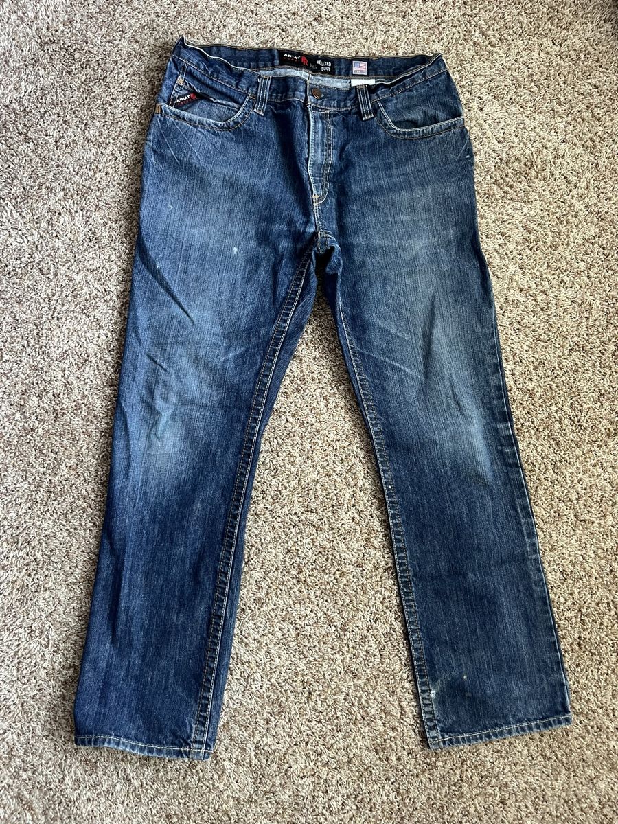 Ariat Men's FR M4 Relaxed Bootcut Jeans - Size 36x34 - Dark Wash Denim