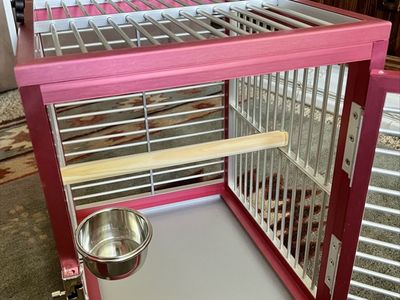 King's Cages Aluminum Travel Bird Carrier Cage - Red (15" x 14" x 12")