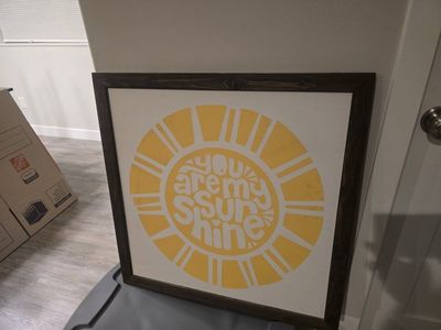 Yellow & White "You Are My Sunshine" Framed Wall Art Decor, Wooden Frame, Sun Design