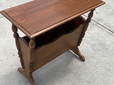 Antique Kiel Furniture Co. Magazine Table - Wood Side Table with Storage (1892-1930s)