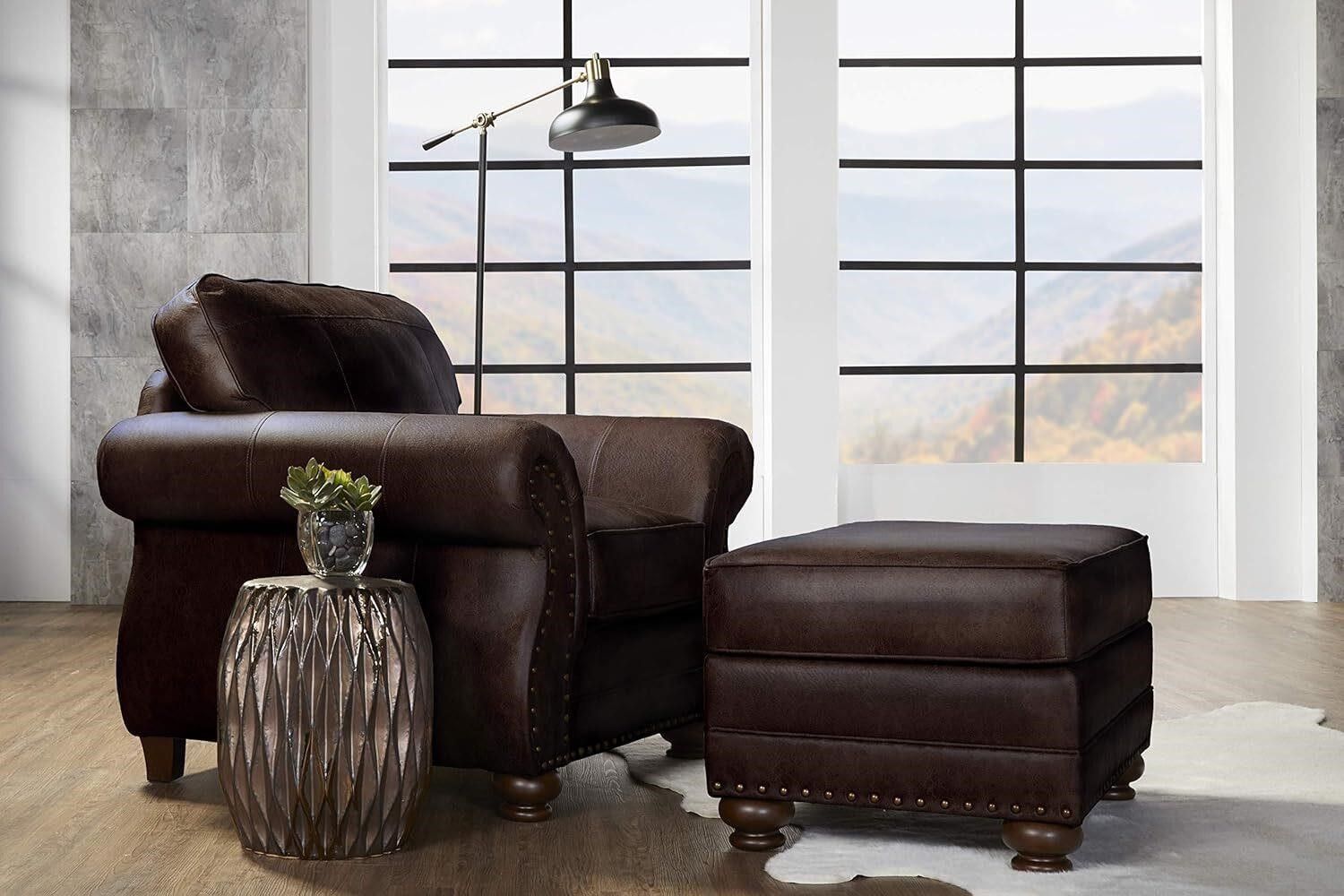 Leather Chair & Ottoman Leather Faux (New)