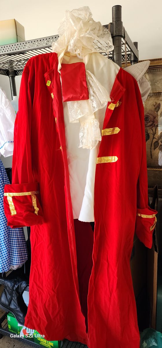 Red Velvet Pirate / Colonial Costume Jacket & Boot Set - Adult Size