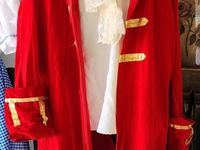 Red Velvet Pirate / Colonial Costume Jacket & Boot Set - Adult Size