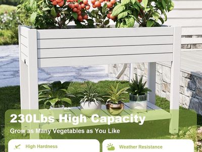 Large Elevated Garden Bed Planter Box with Wheels, Self-Watering, High Capacity, Weather Resistant