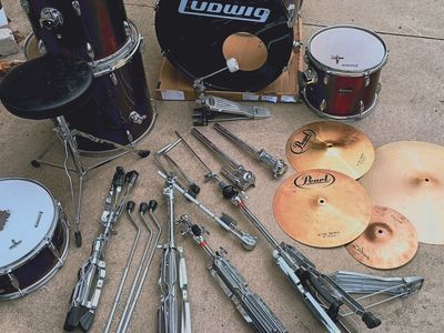 Red Ludwig Ascent Drum set plus extra cymbal and stand